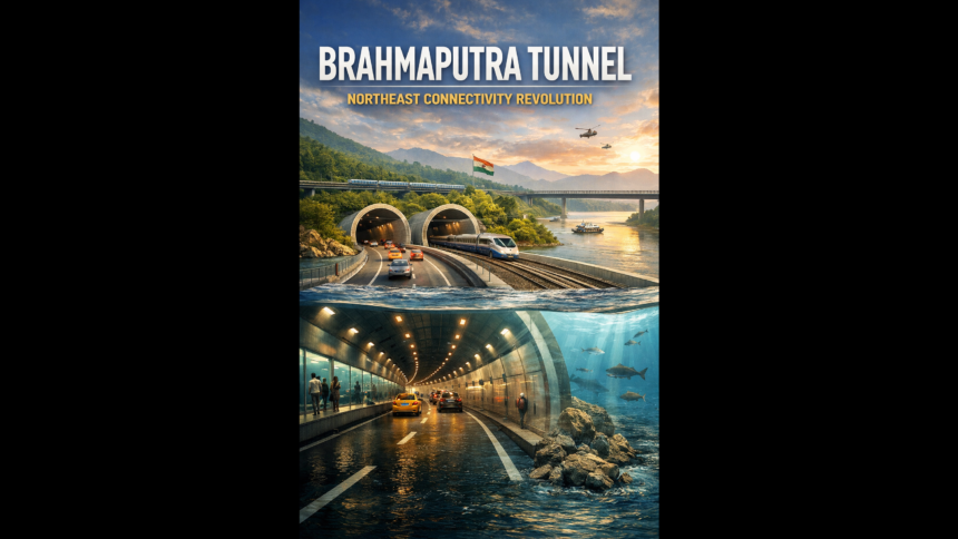 Industrial TBM equipment used for excavating the Brahmaputra Rail-Road Twin Tunnel.