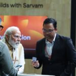 Bharat Mandapam New Delhi hosting India AI Impact Summit 2026 with digital Sutras display.