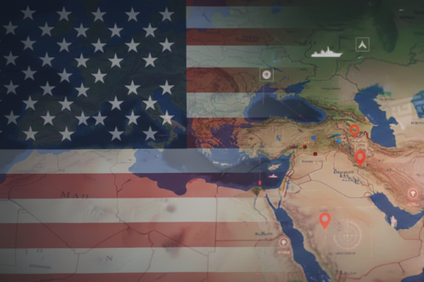 Iranian military conducting missile tests in the Strait of Hormuz amidst the US-Iran Conflict.