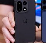 Comparison of OnePlus 15 retail box with charger and iPhone 17 minimalist packaging