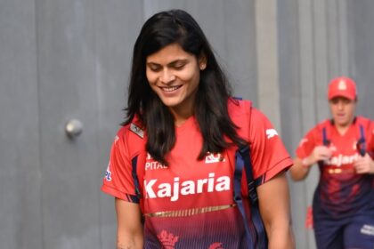 Radha Yadav celebrating a crucial wicket during the Women's Rising Stars Asia Cup semi-final.