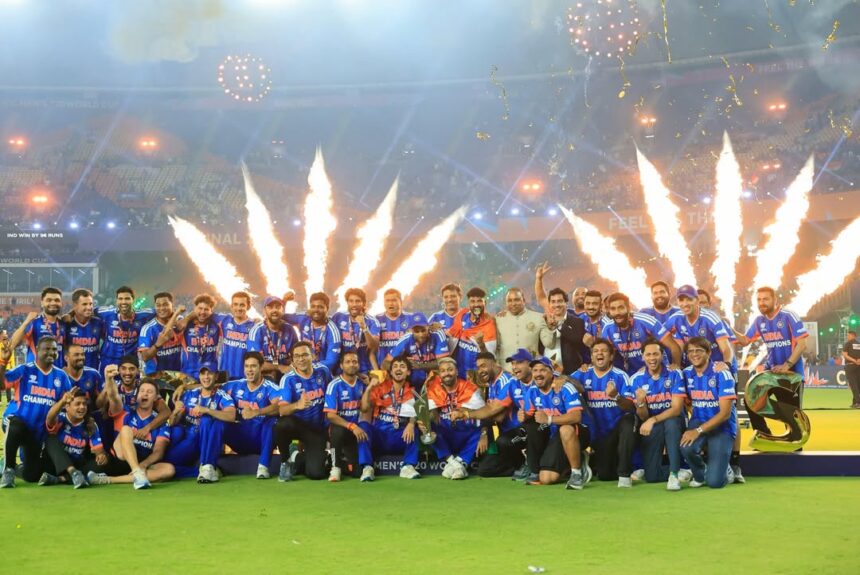 The massive Ahmedabad stadium hosting the India 3rd T20 Title winning moments.