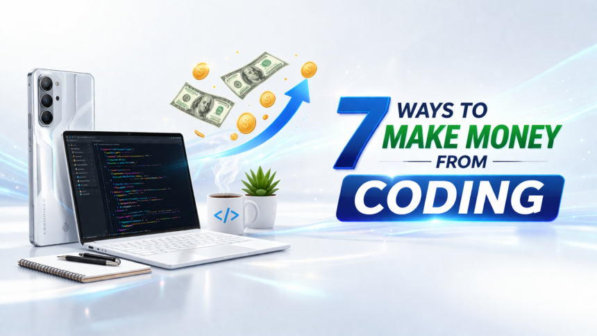Student coder exploring 7 Ways to Make Money from Coding for financial independence.