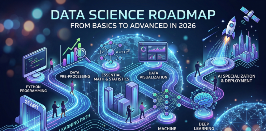 A cinematic visualization of global Data Science connectivity and digital transformation in 2026.