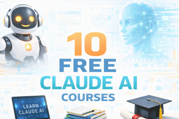 Alt Tag: Infographic illustrating the step-by-step curriculum of the 10 Free Claude AI Courses for professional development.