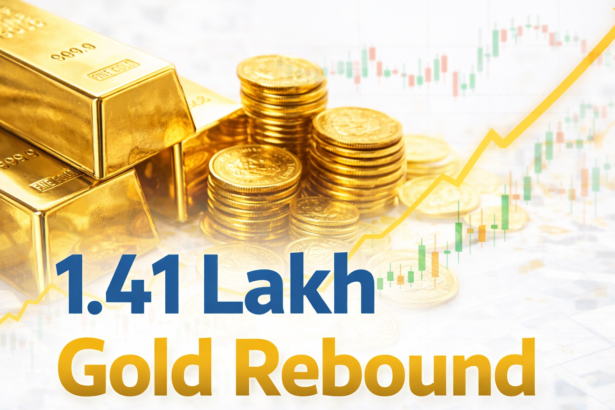 Professional display of gold bars highlighting the 1.41 Lakh Gold Rebound market value.