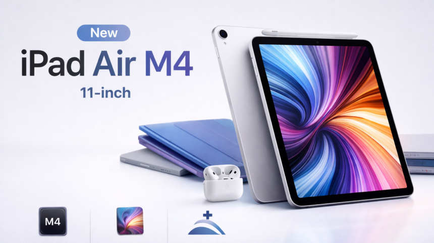 The new iPad Air M4 11-inch in vibrant purple color.