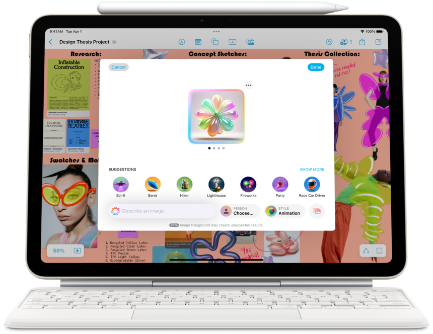 Apple iPad Air M3 11-inch Starlight edition with Apple Pencil Pro.