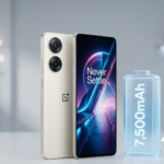 OnePlus 15T flagship smartphone in White Chocolate showing ultra-narrow bezels.