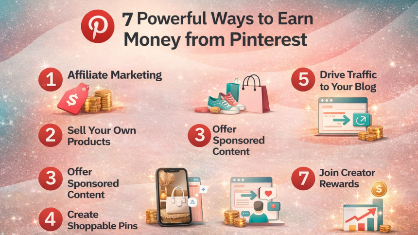 Professional creator analyzing the 7 Powerful Ways to Earn Money from Pinterest via a business dashboard.