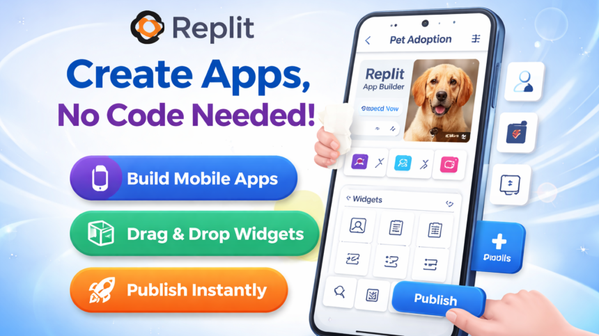A high-resolution snapshot of a CSE student using the Replit Mobile App Builder to architect a React Native wellness application without manual coding.
