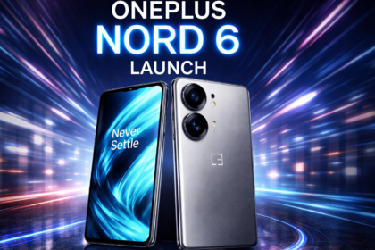 Official OnePlus Nord 6 Launch event poster highlighting April 7 release date in India.