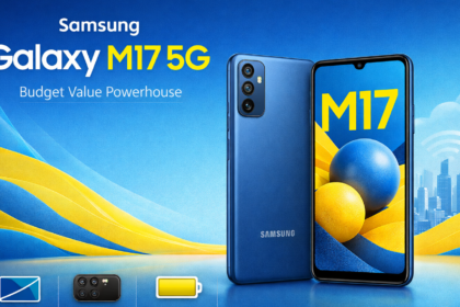 Samsung Galaxy M17 5G Budget Value smartphone design showing the front display and rear camera setup.