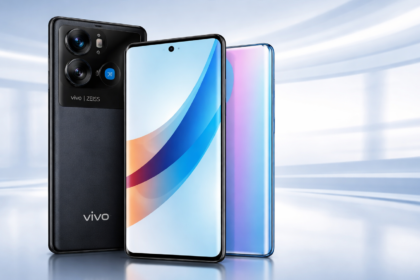 Vivo V70 and V70 Elite smartphones in Passion Red and Authentic Black featuring ultra-slim 0.125 cm bezels.