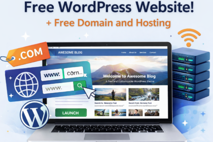 A step-by-step dashboard view of a Free WordPress Website Free Domain and Hosting setup in 2026.