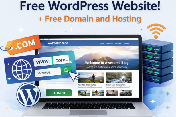A step-by-step dashboard view of a Free WordPress Website Free Domain and Hosting setup in 2026.