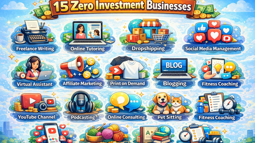 Top 15 Zero Investment Businesses for 2026 economic growth.