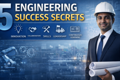 5 Engineering Success Secrets infographic showing a roadmap from college admissions to high-tier career leadership in 2025-26.