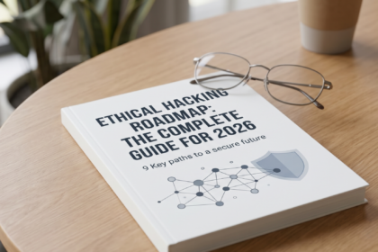 Ethical Hacking Roadmap 2026 infographic showing 9 career paths, skill-stacking requirements, and salary growth trajectory.