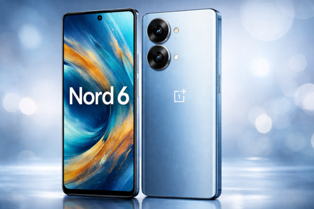 OnePlus Nord 6 with 8s Gen 4 showing the 1.5K Sunburst AMOLED display with 165Hz refresh rate.