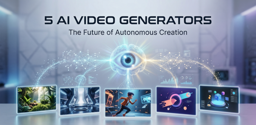 Dashboard interface of Google Veo 3.1 and Kling 3.0 illustrating 4K neural synthesis and audio-visual synchronization for 5 AI Video Generators.